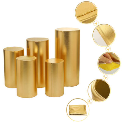 OIHYA 3-Piece Gold Metal Cylinder Display Stand Set - Round Pedestals For Plants, Cakes, Party Decor - View #11