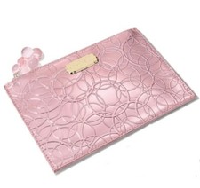 Mac Pink Metallic Faux Leather Cosmetic Bag With Zipper