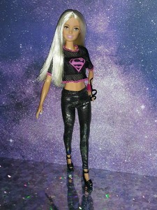 Ooak Platinum Blonde Barbie Fashionista Doll Supergirl Top Shiny
