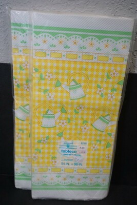 2 VTG AMERICAN GREETING SPRING EASTER FLOWER PAPER TABLECLOTHS NOS 54'' X 96''
