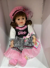 Kinnex Doll CARLIN Brown Hair Brown Eyes 22" Black Pink Outfit Music Little Star