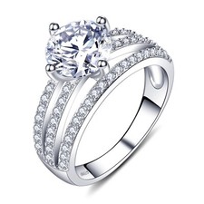 Elegant Oval Cluster CZ Silver Ring – Engagement Promise Gift for Her (R050)