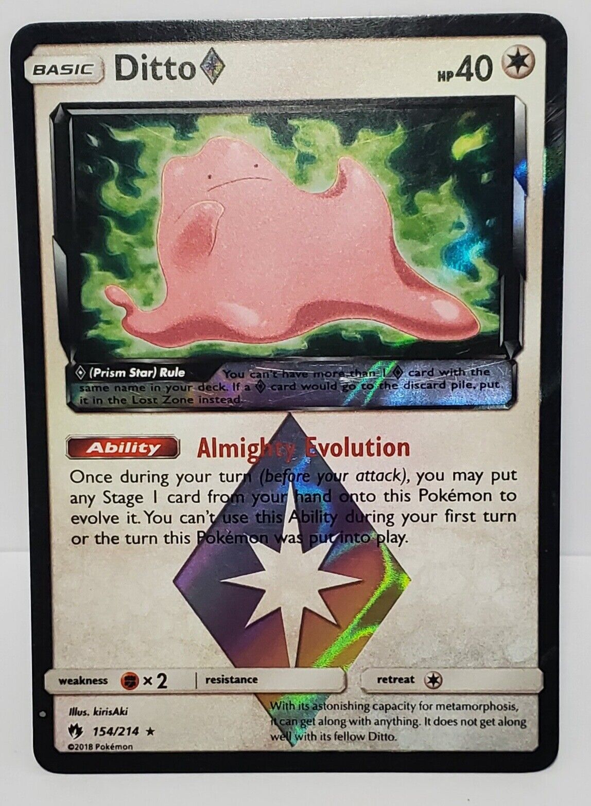 Pokémon TCG Ditto Prism Star 154/214 Holo Card