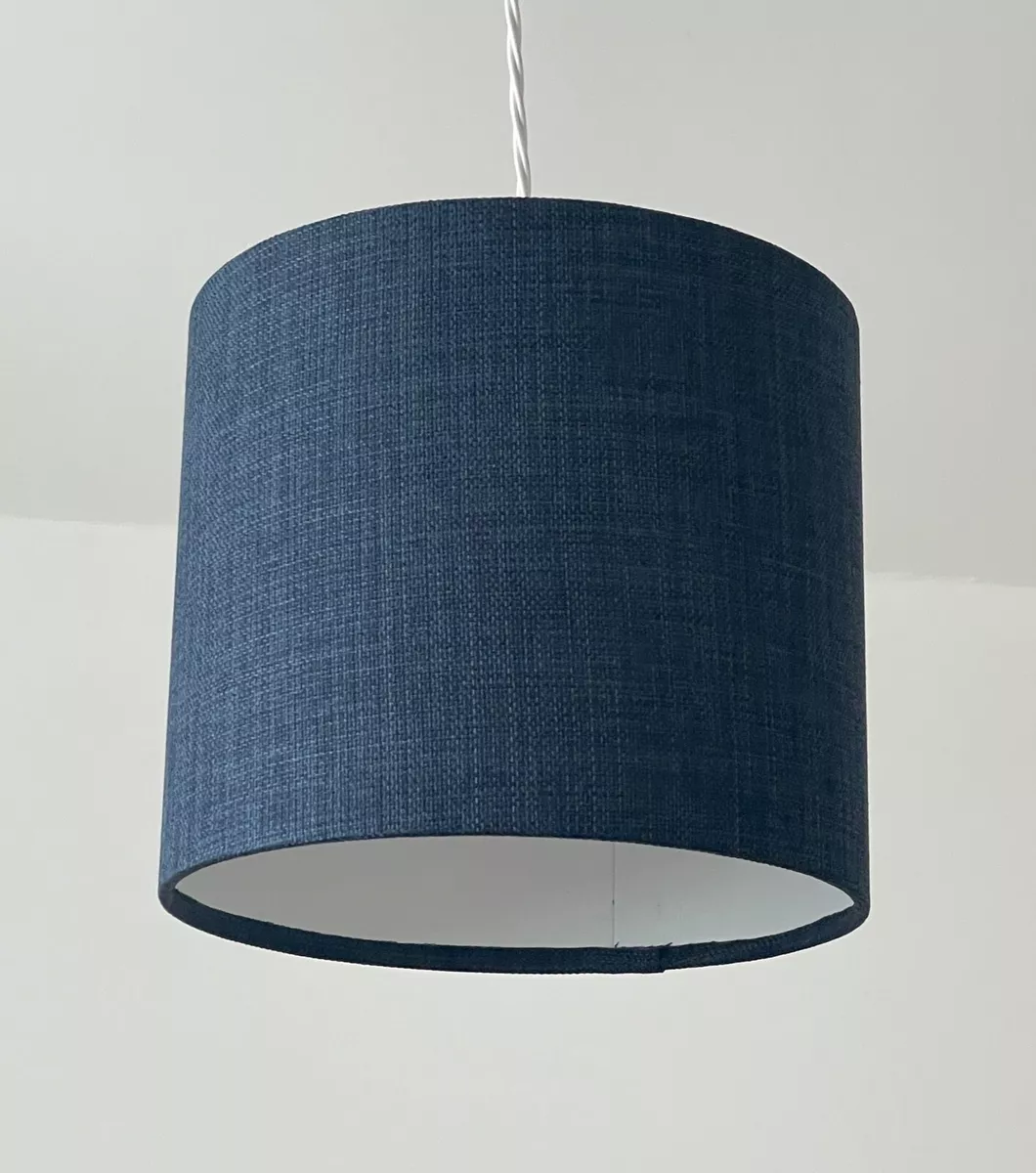 Lampshade Navy Blue Textured Woven Crosshatch Drum Light Shade eBay