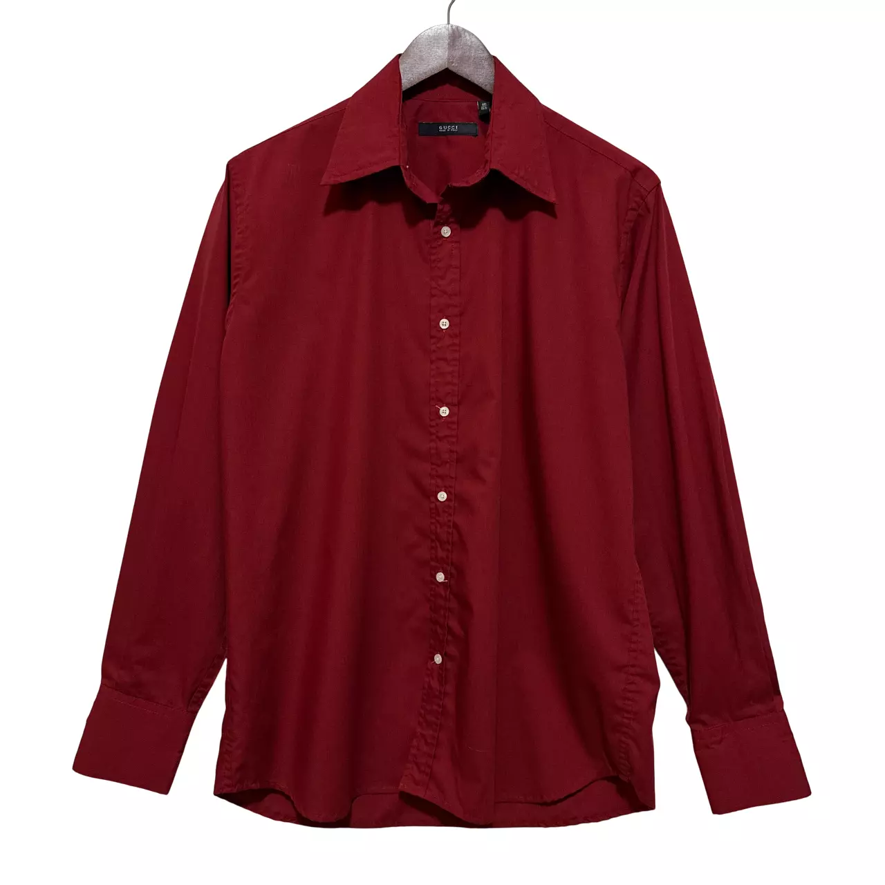 Gucci Chemise Robe Boutonnée Manches Longues Vintage Unie   Homme, Rouge, 40