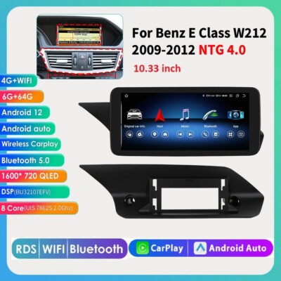 6+64G Android 12 CarPlay GPS Radio Stereo For Mercedes Benz W212 E300 E350 09-12