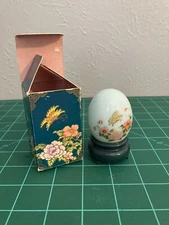 Avon Oriental Egg Vintage Delicate Blossoms EMPTY patchwork Cologne Perfume
