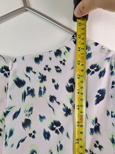 D Anna Silk Fred Ladies Size 12 White/Blue Leopard V Neck Midi Dress New - Picture 11 of 12