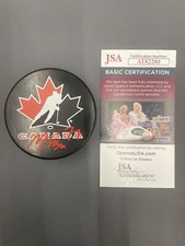 Michael Misa Autographed Signed Team Canada Puck with JSA COA