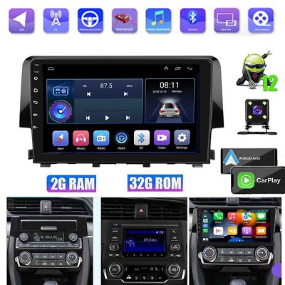 Fits Honda Civic 2016-20 Apple Carplay Android 12 Car Stereo Radio GPS WIFI RDS