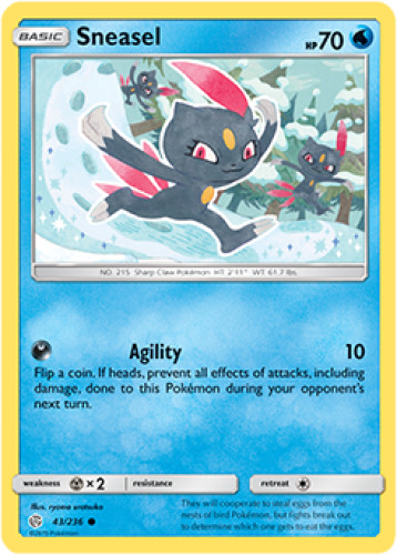 1x Sneasel 43/236 Cosmic Eclipse Pokemon TCG Card NM