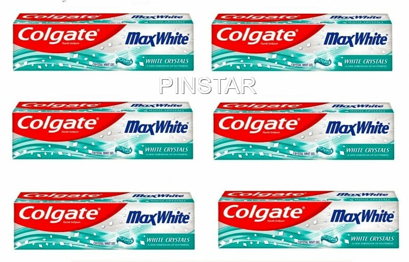 6 X 100ML Colgate Max White Crystal Mint Toothpaste  With Whitening Crystals