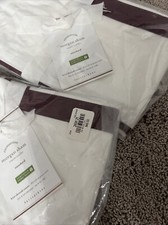 Pottery Barn Morgan Sham Standard 400 Thread Count Burgundy white New Set Of 2