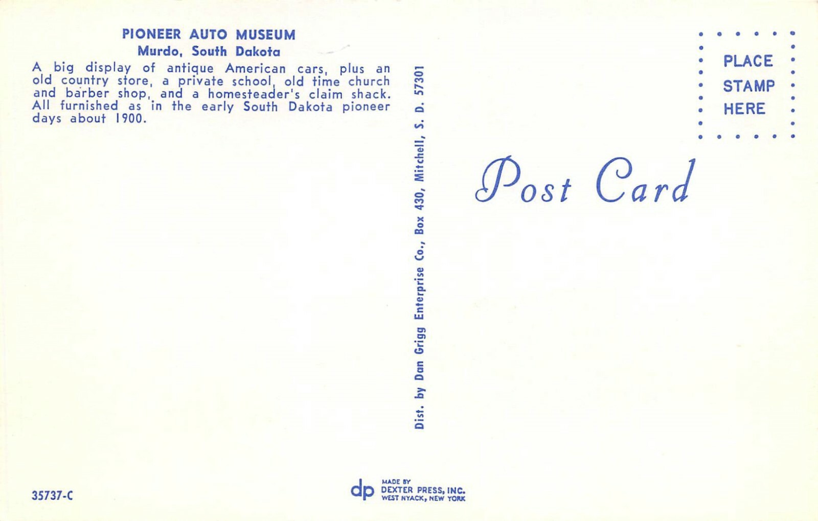 Pioneer Auto Museum & Antique Town Vtg Cars Street Scene Murdo,SD Vtg