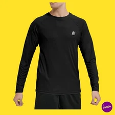 MEETWEE Men's Rash Guard Top, Long Sleeves, UPF 50+ UV Sun Protection, Black, L