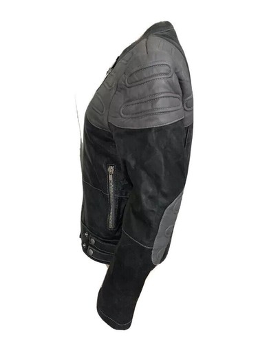 TOPSHOP UNIQUE RARE GREY LEATHER MOTO BIKER JACKET S/M UK 8-14 EU 36-42 NEW £350 - Picture 8 of 12