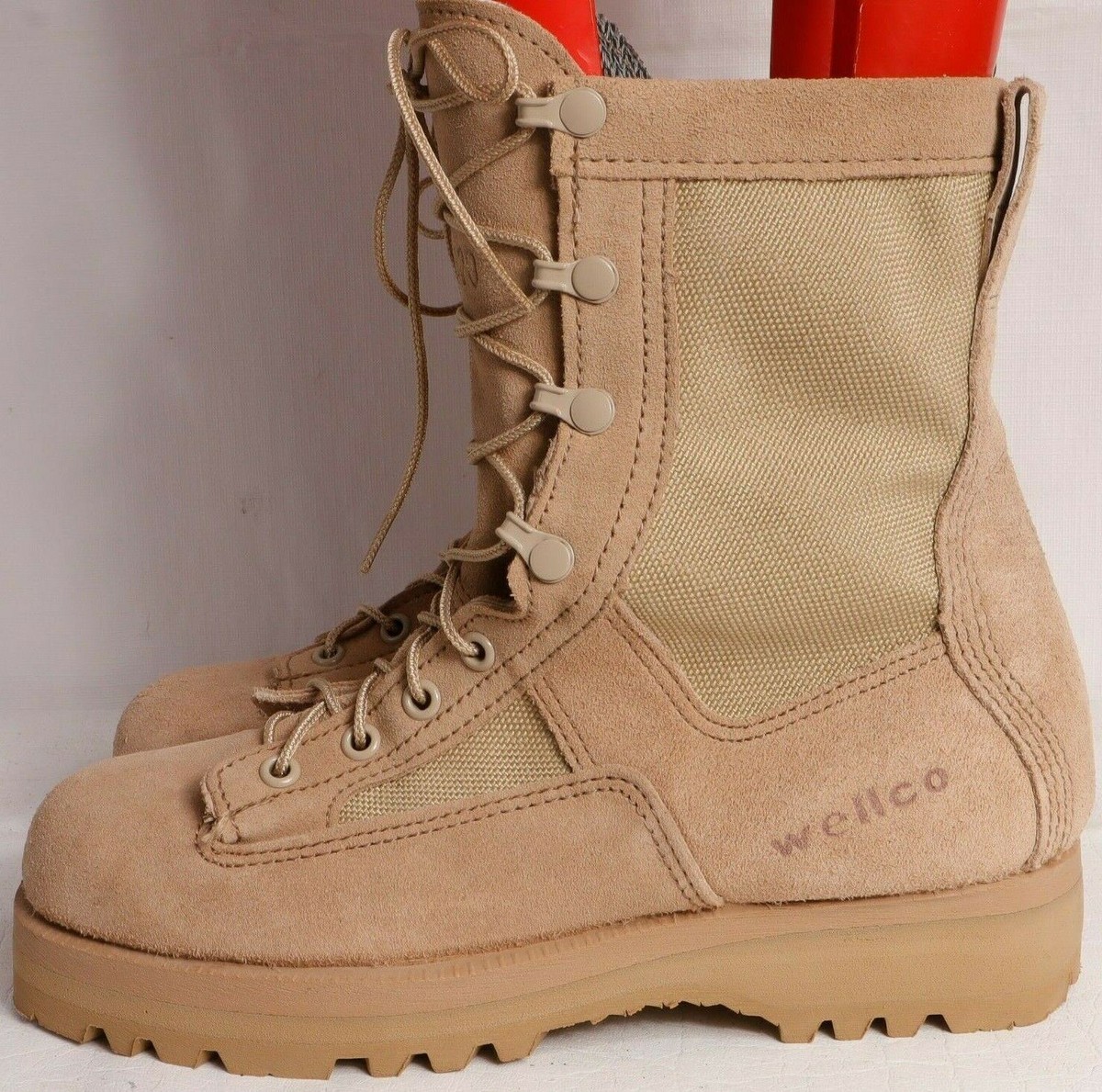 Wellco US Army Military Tactical Combat Desert Tan Boots Vibram
