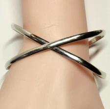 Solid 925 Sterling Silver Cuff Bangle Bracelet For  a Larger Sized Wrist 21.2g