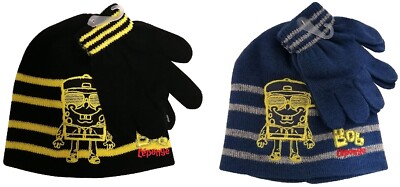 Spongebob Schwammkopf Mütze und Handschuh Set für Kinder Größe 52 o. 54 Auswahl