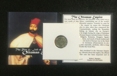Ottoman Empire Silver Coin 18th Century COA & History & Holder & Mini Album Incl