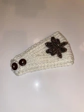 David & Young Collection Knit Headband Beaded Flower