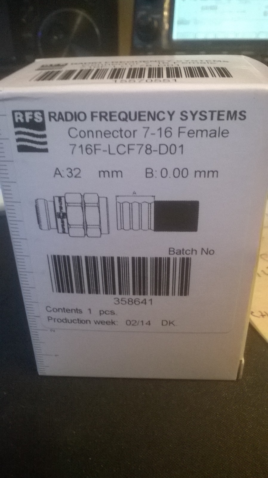 Equipement électrique, d'essai RFS Fréquence Radio Systèmes connecteur 7-16 femelle 716 F LCF78 D01 Connecteurs