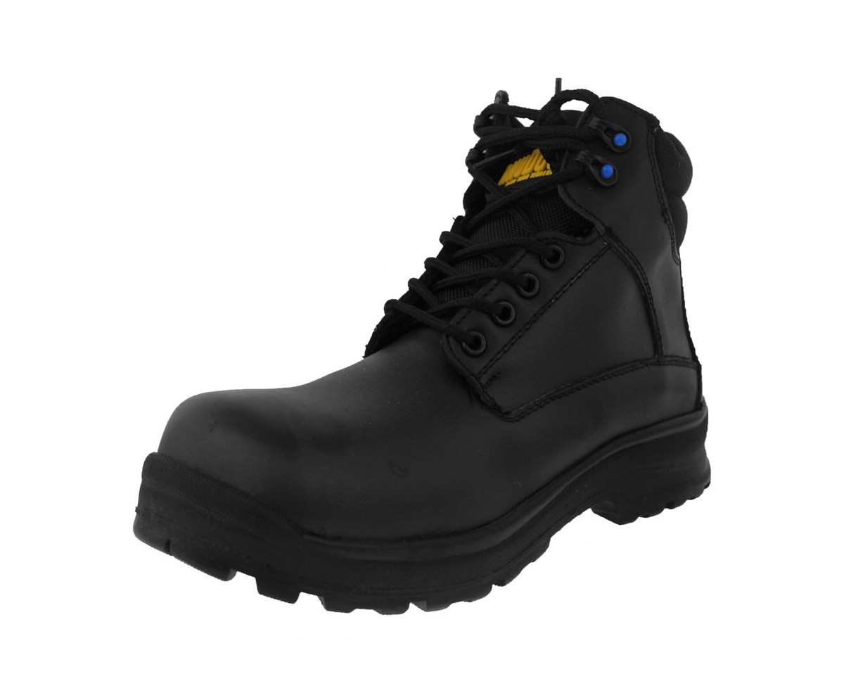 Mens Work Boots Black Steel Toe Construction Safety Trabajo Hombre Size 7,