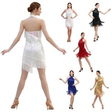 Women Dress Glittery Latin Dress Sequin Dance Dress Irregular Uniform Vibrant