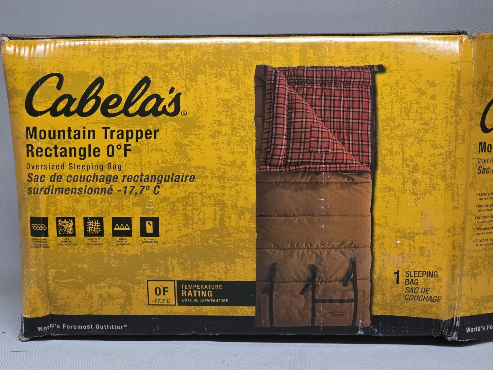 CABELA’S Mountain Trapper Brown 0° F (Rectangle) Sleeping Bag Open Box Unused
Opens in a new window 