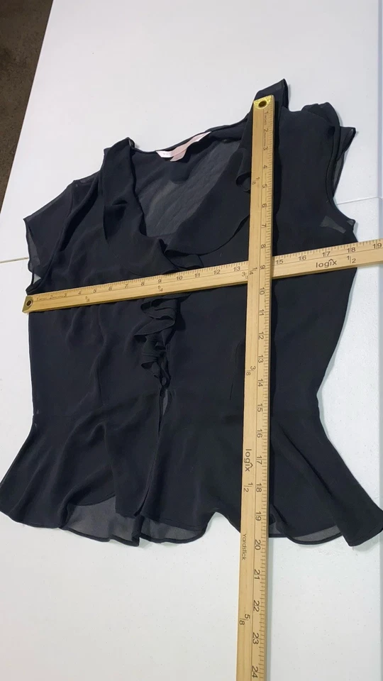 Top Y2k Años 90 Victoria’s Secret Talla M Mujer Negro Transparente Volantes Grunge Coqueta Foto 4 de 4