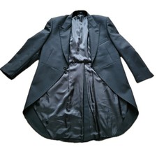 BROOK TAVERNER Pure WOOL MORNING COAT 40 Inch Short  BLACK Herringbone rrp £299