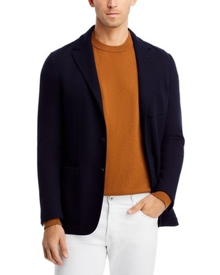 Canali Textured Jersey Knit Impeccible Sport Coat Blazer 42R Navy Blue