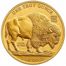 American Gold Buffalo 8" Aluminum Metal Sign Coin Wall Decor