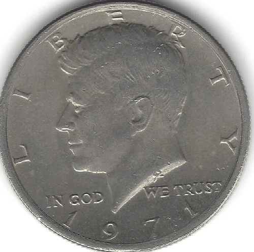 1971-P, 50c, Kennedy half dollar, circulated. (U.S. COIN, MONEY, COLLECTIBLE)
