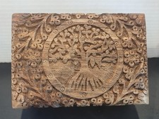 Hand Carved Tree of Life Wooden Tricket Box