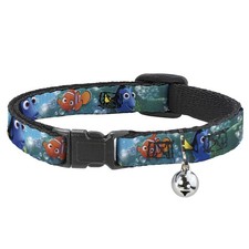 Cat Collar Breakaway with Bell Nemo  Dory Poses NARROW Fits 8.5-12"