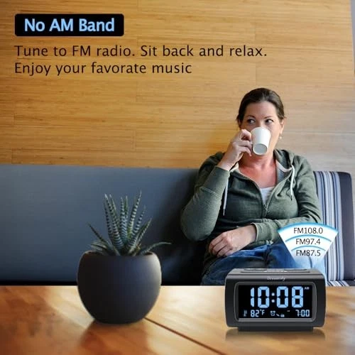 DreamSky Radio Despertador para Dormitorio - Radio FM Reloj con Batería de Respaldo, USB Foto 3 de 4