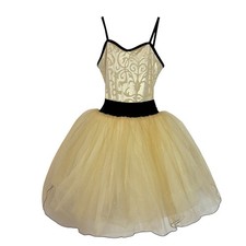 Curtain Call Pastel Yellow Black E2215 Cherished Ballet Dance Costume Size ASM