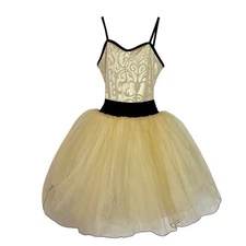 Curtain Call Pastel Yellow Black  E2215 Cherished Ballet Dance Costume Size ASM