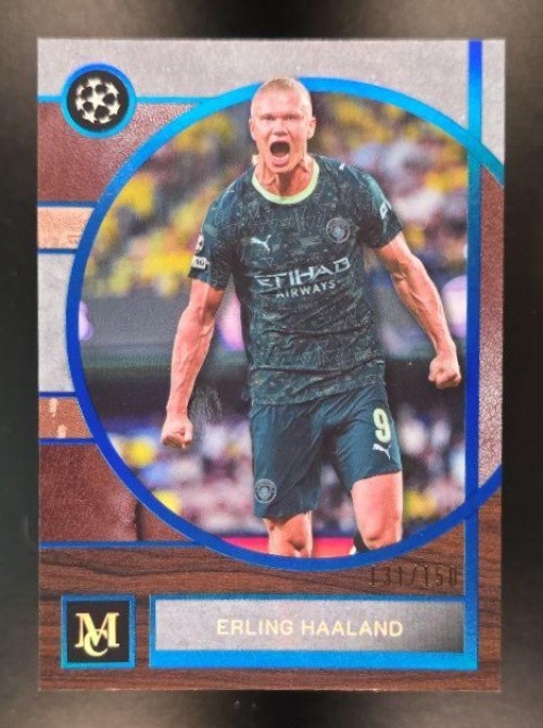 2025 Topps Museum UEFA Club Competitions Erling Haaland #9 Sapphire /150 view 1