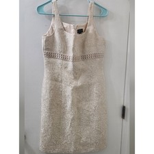 Tahari Arthur S Levine Cream Metallic Cotton Mini Dress 4P