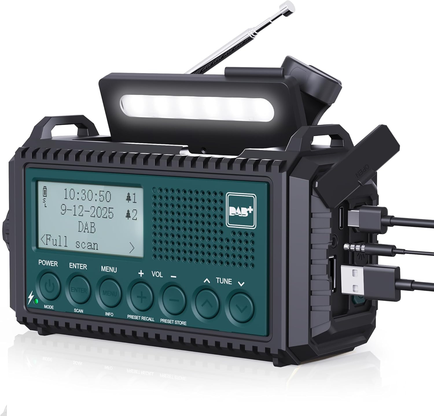 Wind up Solar Radio, DAB/FM Radio with 5000Mah Rechargeable Power Bank, Solar Pa