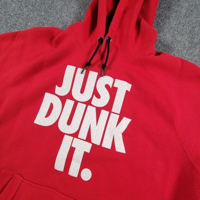 Nike Hoodie Just Dunk It Mens Large Red Pullover Basketball Athletic 100% Cotton
