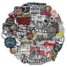 100 Pcs Heavy Metal Band Stickers, Waterproof Rock Decals, Guitar Emblems