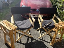 4 Directors Chairs. Wooden, 2 With Black Slings