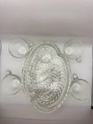 Vintage Snack Set Federal Glass Homestead 4 Clear Plates And Cups