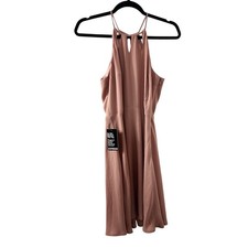 Express Keyhole Halter Dress 4 Dusty Rose Pink Wrap Back Cocktail Party Modern