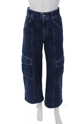Stockholm Atelier & Other Stories Womens Cotton Zip Button Cargo Jeans Blue Size