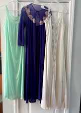 Lot of Vintage Sleepwear - 2 Nightgowns and 1 Robe - Slightly flawed - Nylon