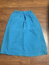 Vintage 80s Teal Blue Buttons Club flamingo Midi Skirt Sz XS To Small